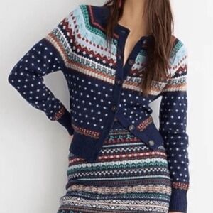 J. Crew women's fair isle cardigan with cherries